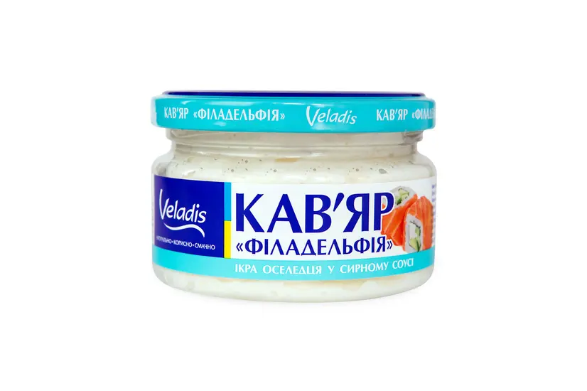 Кав'яр "Veladis" ікра оселедця у сирному соусі, банка скло (160гр) - "Veladis" в Києві фото 