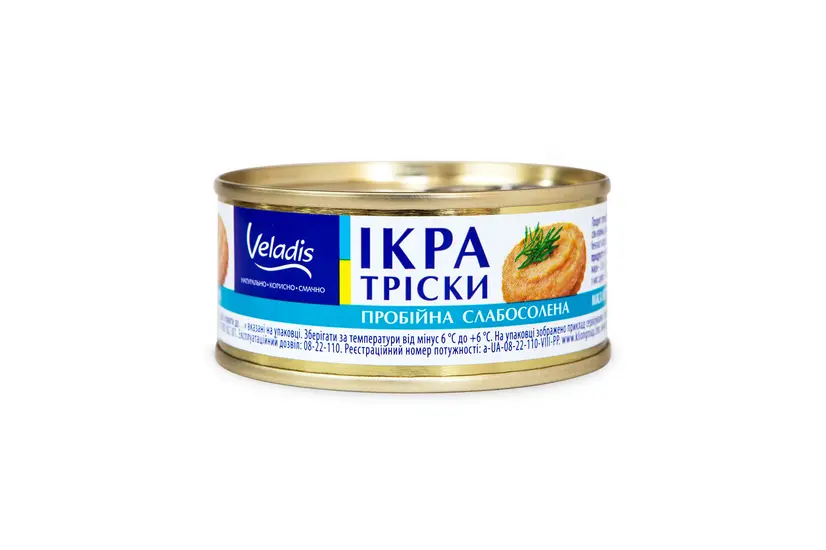 Ікра пробійна "Veladis" тріски, банка заліз 100гр - "Veladis" в Дніпрі фото 