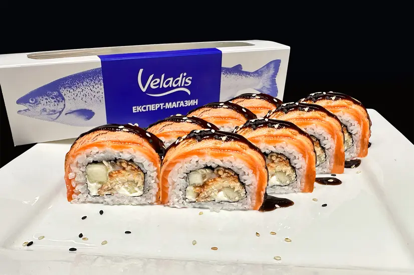 Рол Філадельфія гриль Deluxe з лососем , грушею та горгонзолою - "Veladis" в Дніпрі фото 