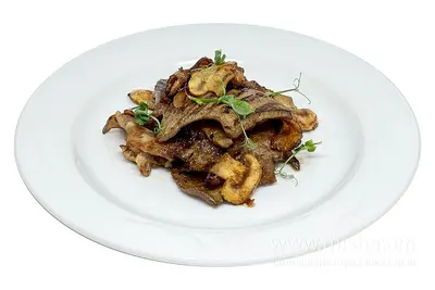 Печінка теляча з беконом та грибами (за 100 г) Курінь Ресторація undefined фото
