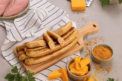 Курячі сосиски із сиром чеддер "Британські" Мама Готувала undefined фото