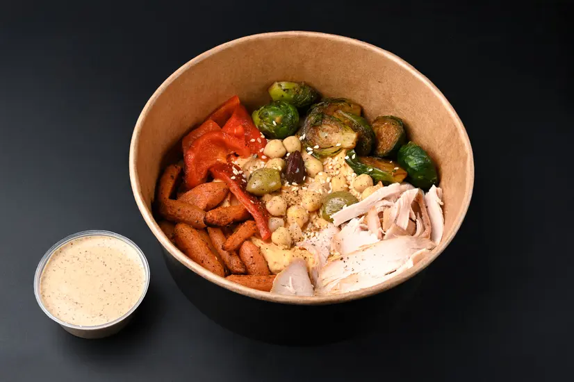 Bowl with turkey pastrami and hummus - "Myastoriya Meat Bar Sofiyska square" in Kyiv photo