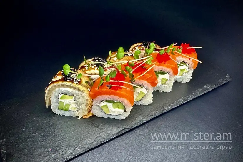 Рол "Філадельфія мікс" з лососем та вугрем - "Хочу Sushi-Pizza & Grill" в Сумах фото