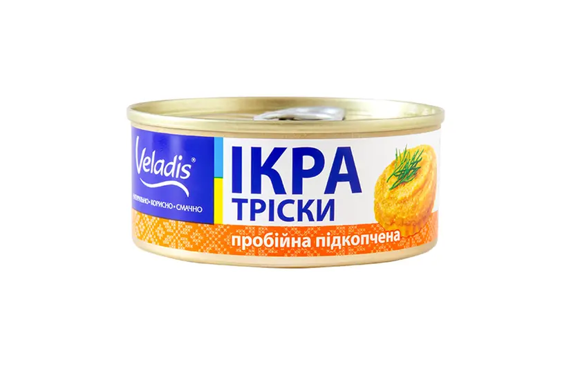 Ікра пробійна "Veladis" тріски підкопчена, банка заліз (100гр) - "Veladis" в Києві фото 
