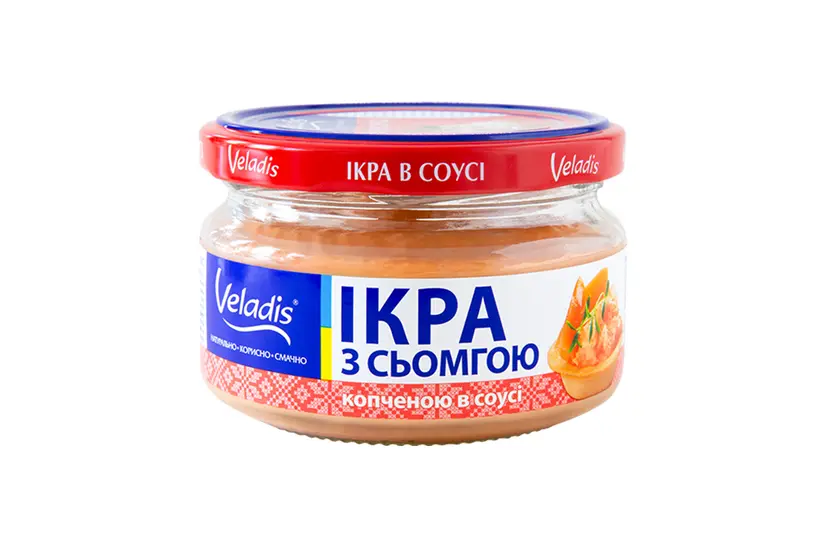 Ікра у соусі "Veladis" оселедця зі шматочками сьомги, банка скло (160гр) - "Veladis" в Дніпрі фото 