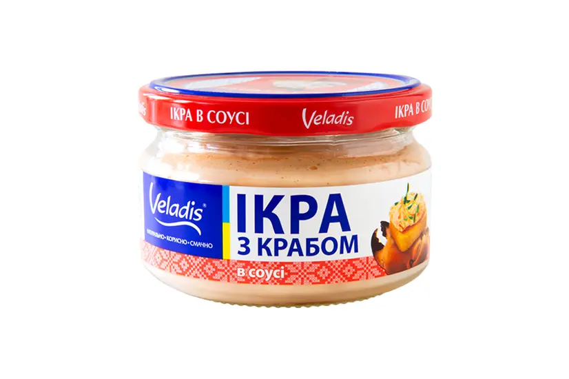 Ікра у соусі "Veladis" оселедця з м'ясом краба, банка скло (160гр) - "Veladis" в Дніпрі фото 