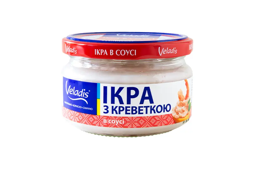 Ікра у соусі "Veladis" оселедця з креветкою, банка скло (160гр) - "Veladis" в Запоріжжі фото 