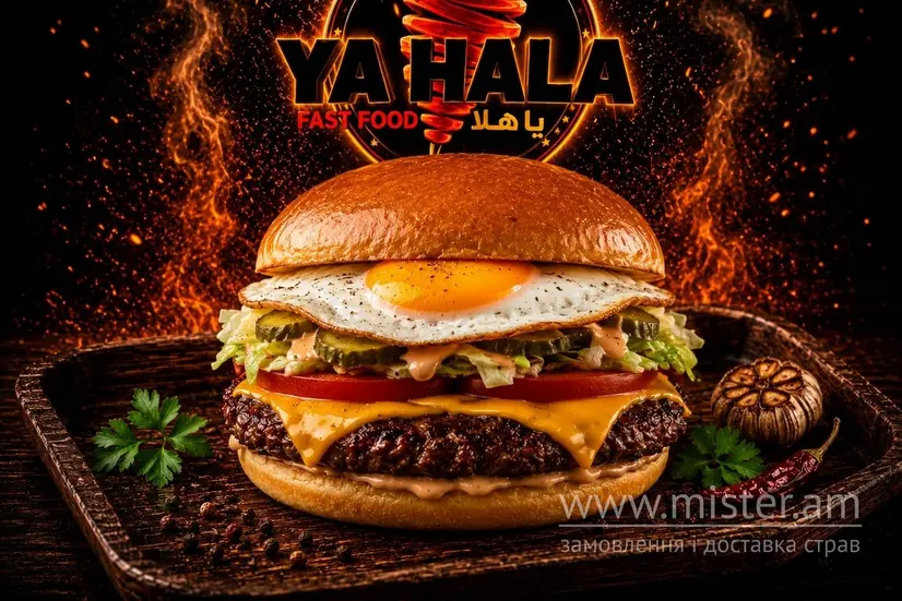 Бургер звичайний з телятиною та яйцем гострий Мах - "Ya Hala" в Чернігові фото