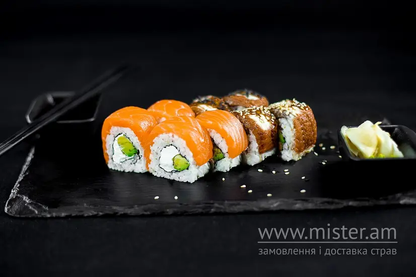 Рол "Філадельфія" з лососем та вугрем Преміум - "Sushi-Pizza by La Spezia (вул.Харківська, 5/1)" в Сумах фото 
