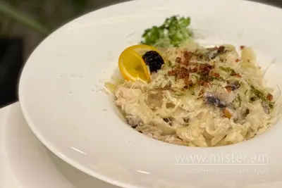 Тальятелле з куркою та грибами під двома соусами Марконі undefined фото